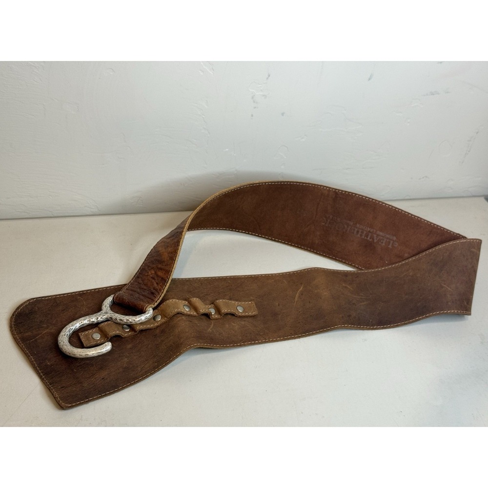 Leatherock Vintage Brown Suede Wide Waist Hip Belt Silver Hook Buckle USA 36"L